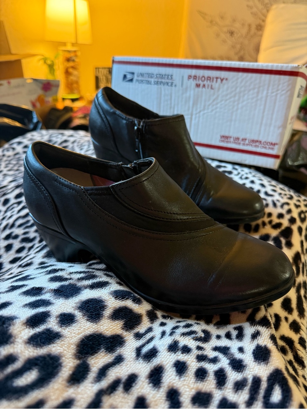 Clarks Women's Black Leather Heeled Ankle Booties